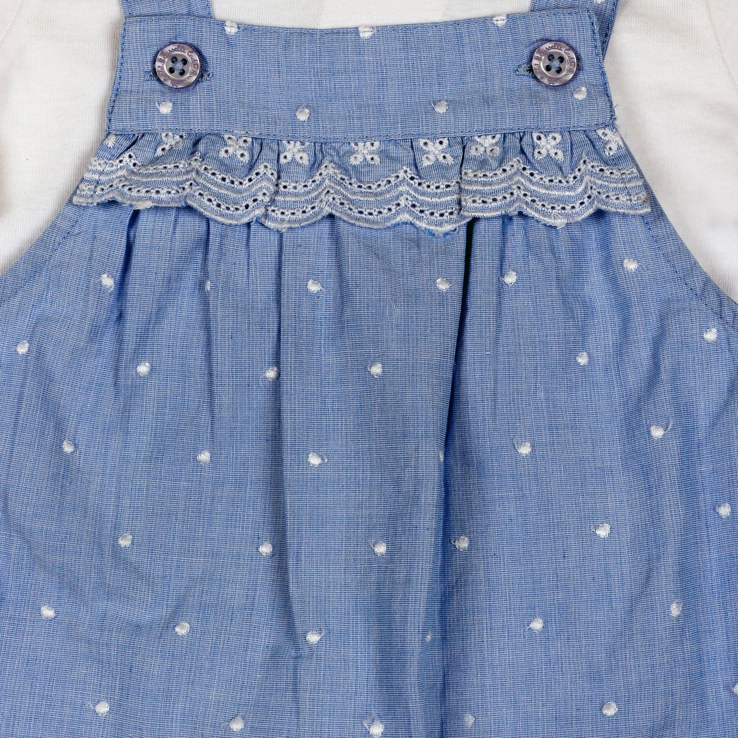 Trend Light Blue Embroidered Dungaree With Cotton Hosiery T-shirt