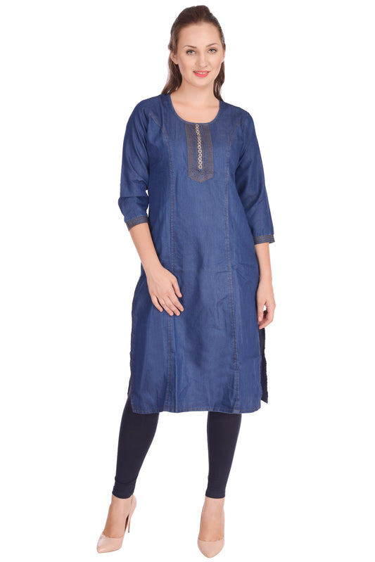 Shoppertree Blue Denim Kurta for Woman