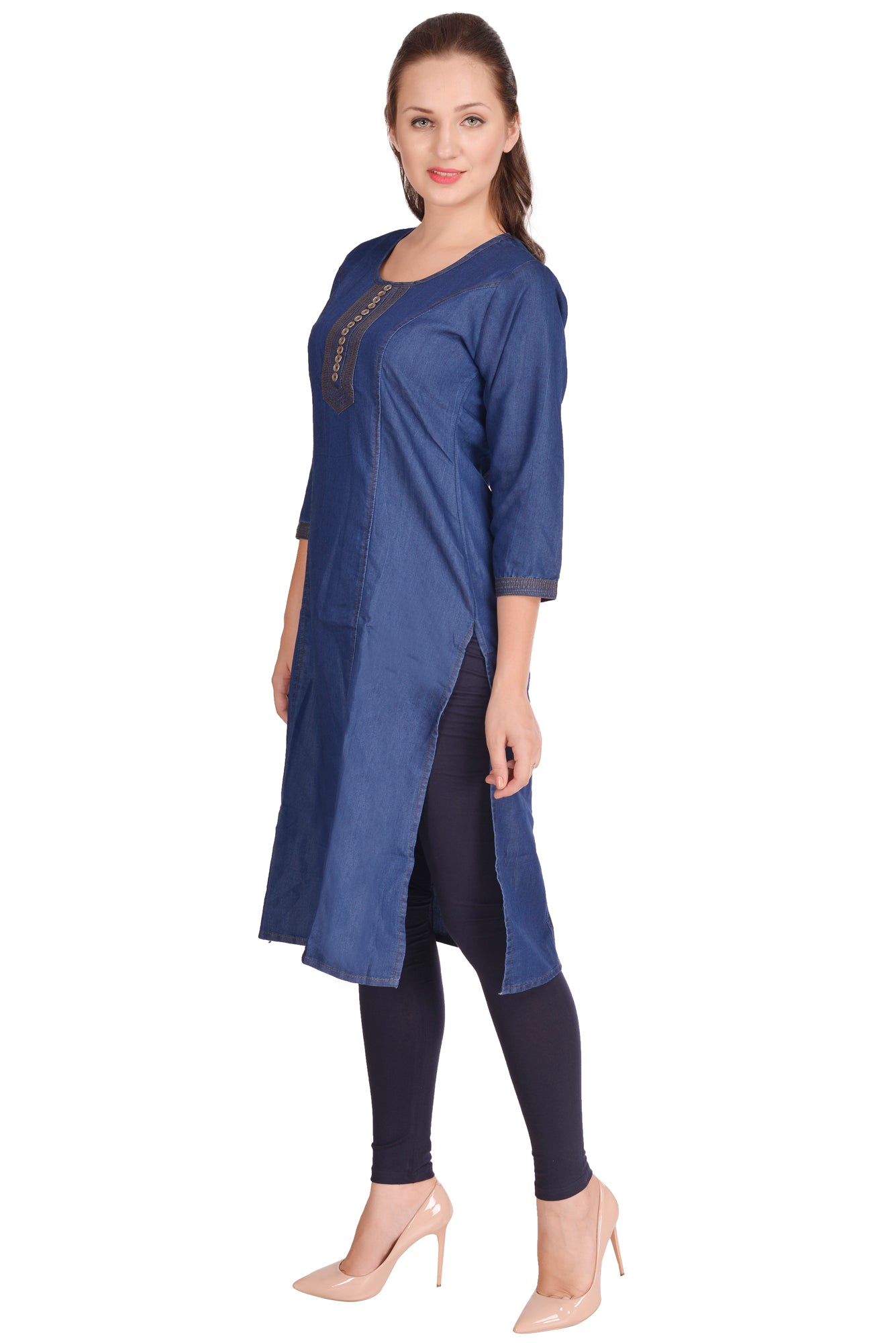 Shoppertree Blue Denim Kurta for Woman