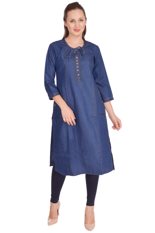 Shoppertree Blue Denim Kurta for Woman