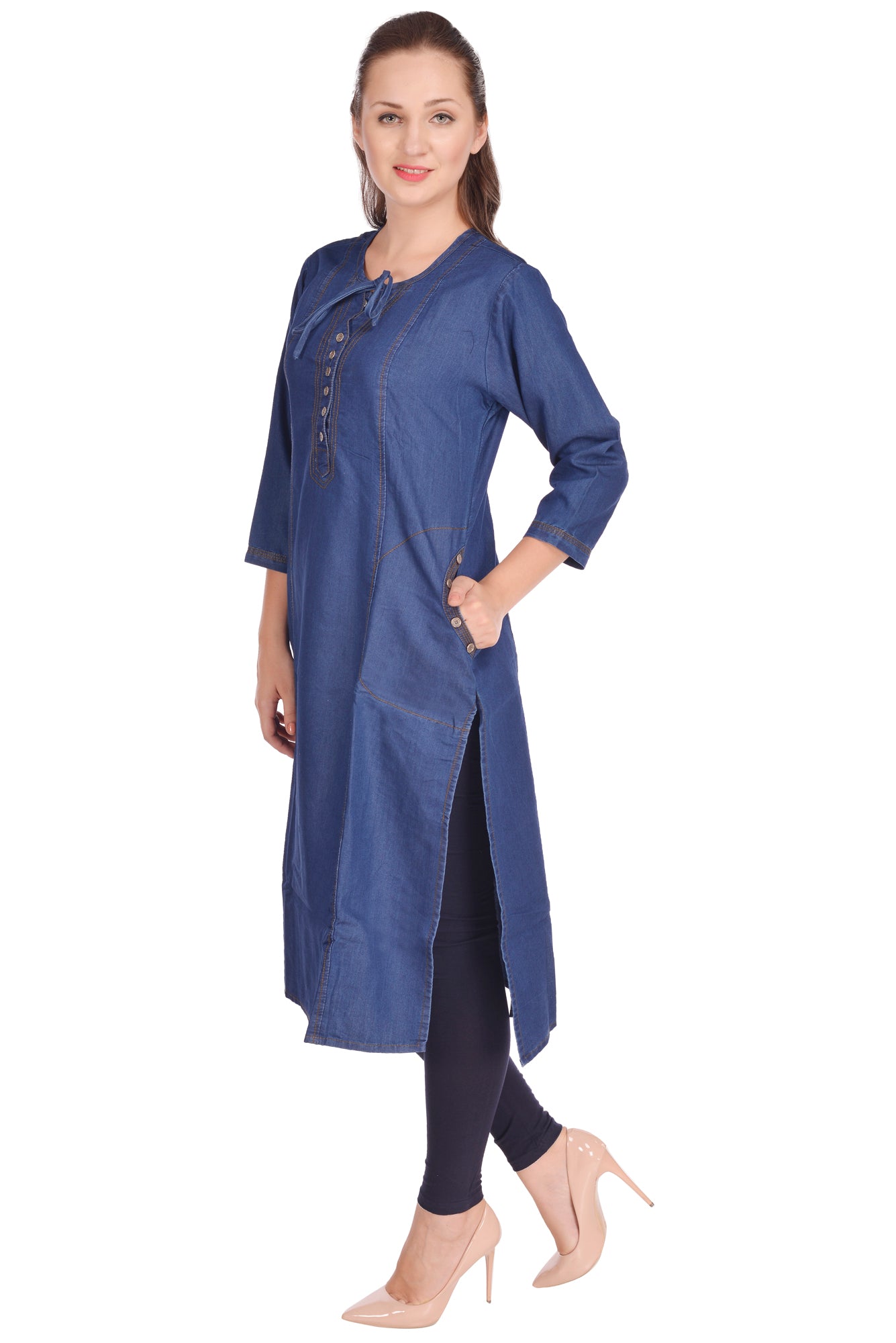 Shoppertree Blue Denim Kurta for Woman