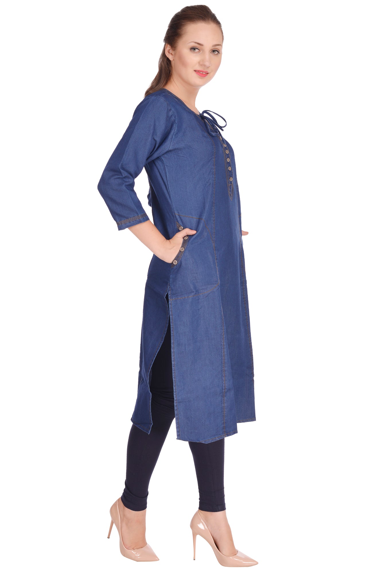 Shoppertree Blue Denim Kurta for Woman