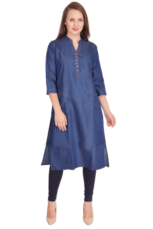 Shoppertree Blue Denim Kurta for Woman