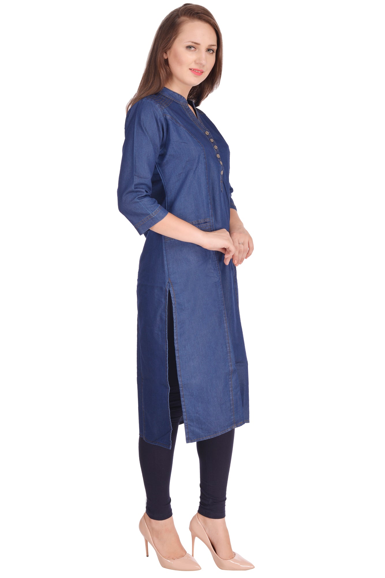 Shoppertree Blue Denim Kurta for Woman