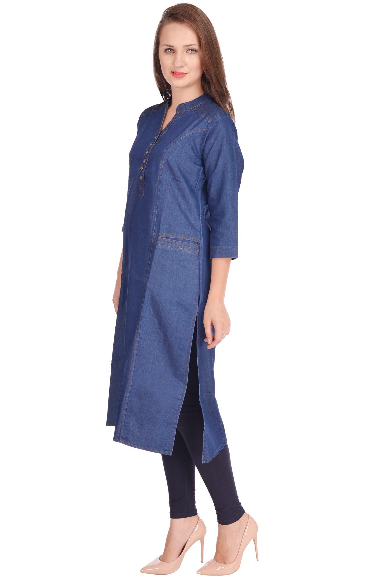 Shoppertree Blue Denim Kurta for Woman