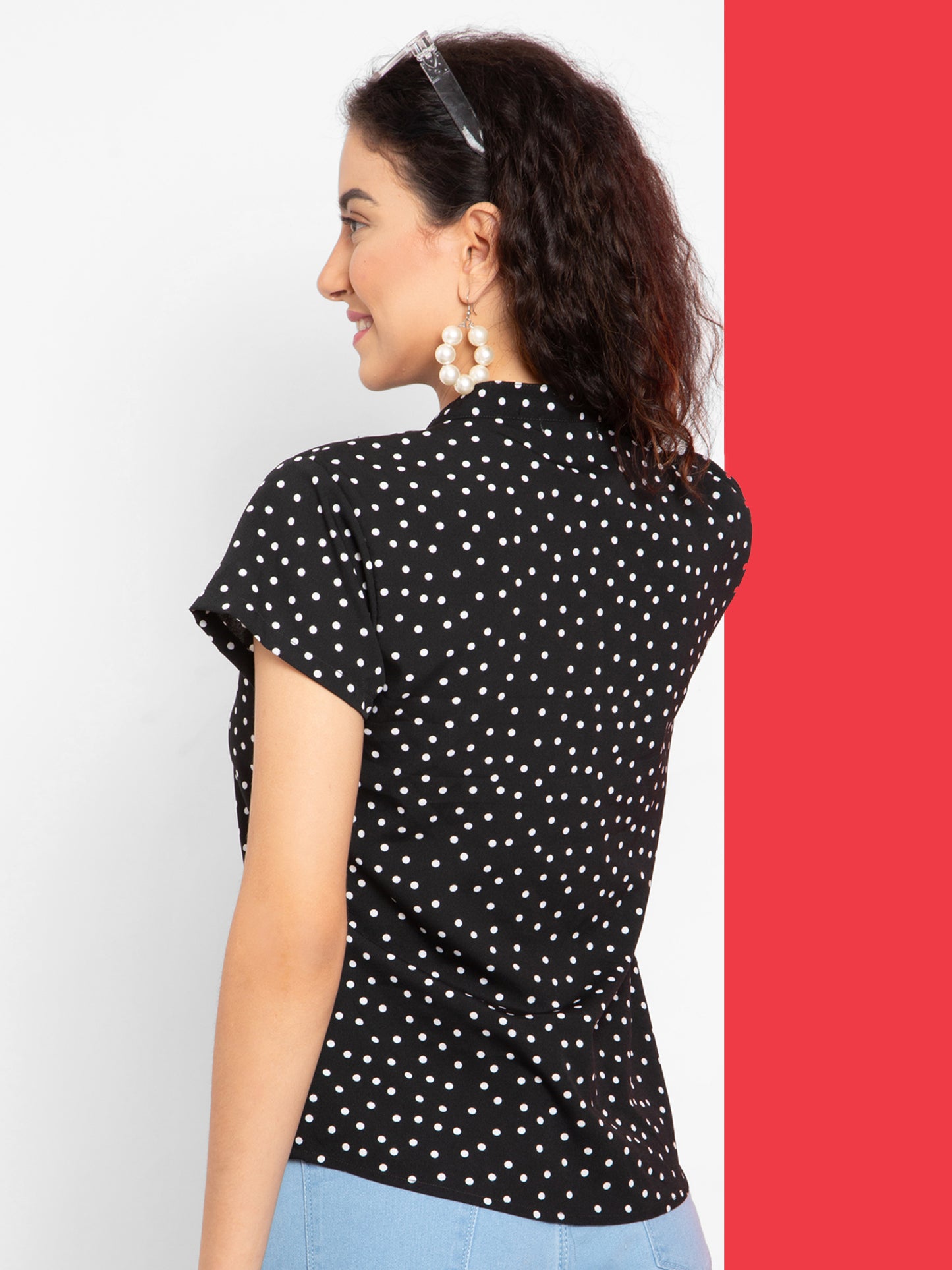 Shoppertree Black  Polka Dotted Top