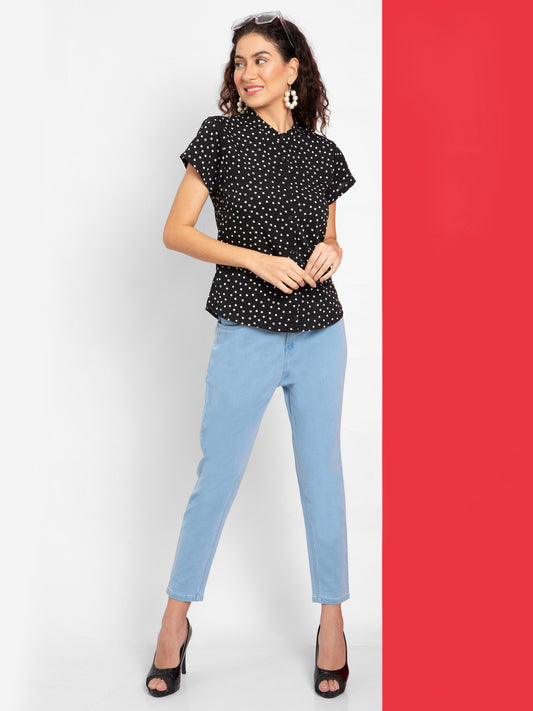 Shoppertree Black  Polka Dotted Top