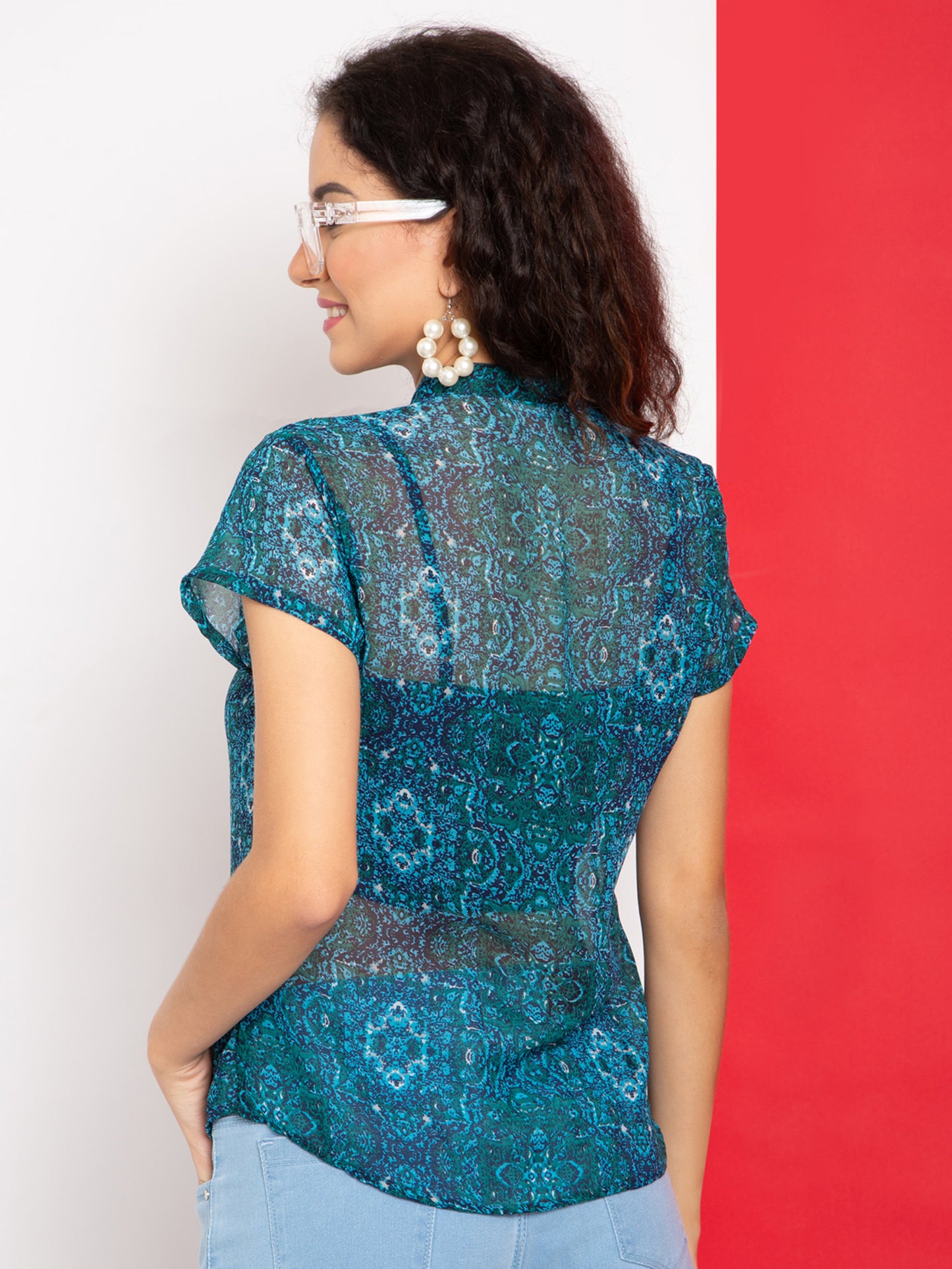 Shoppertree Georgette Multicolor Printed Top