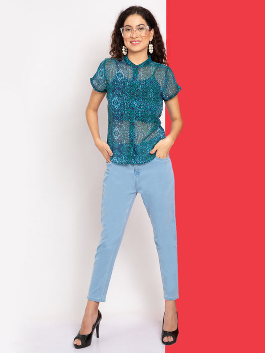 Shoppertree Georgette Multicolor Printed Top