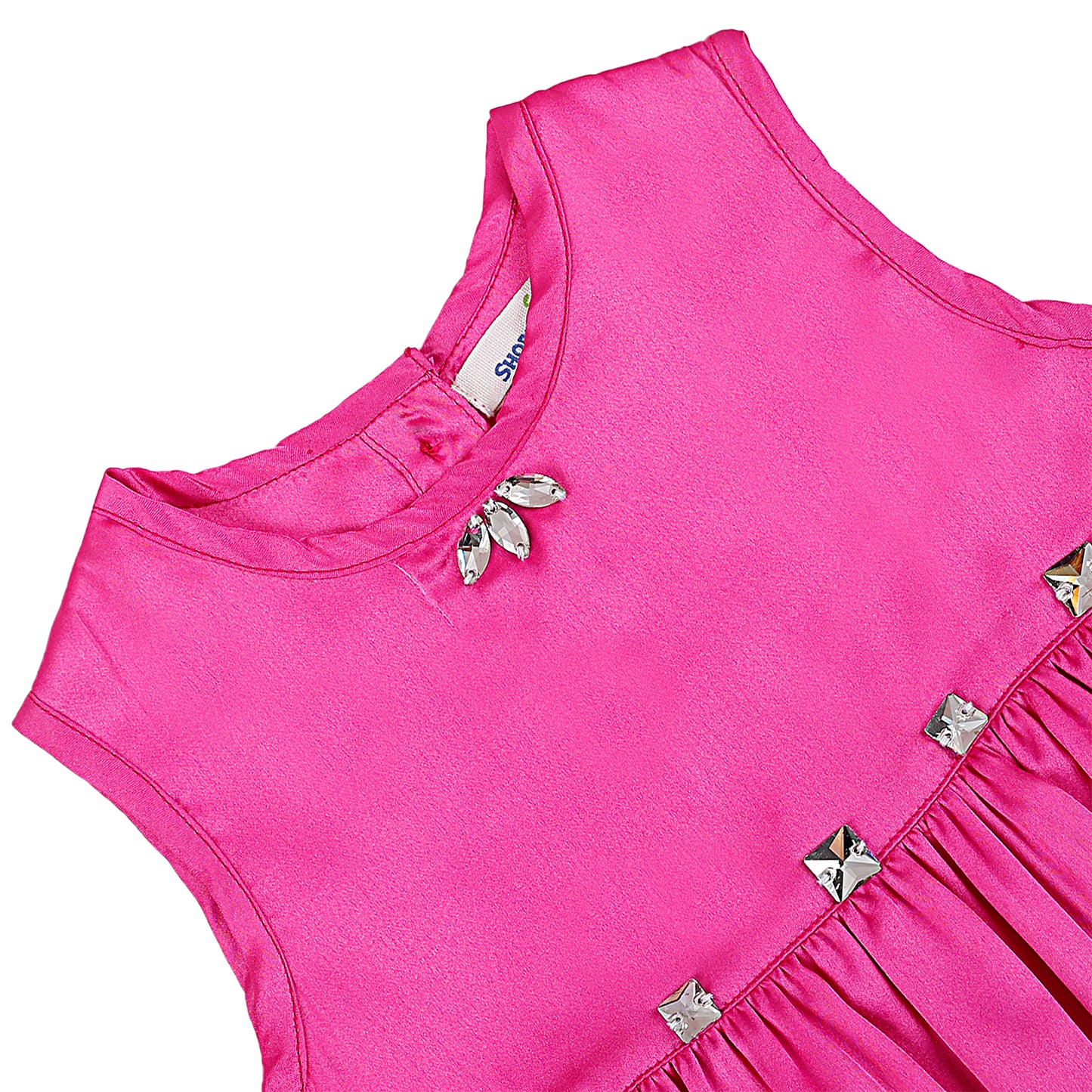 SHOPPERTREE Rani Pink Embellished Satin Party Dress
