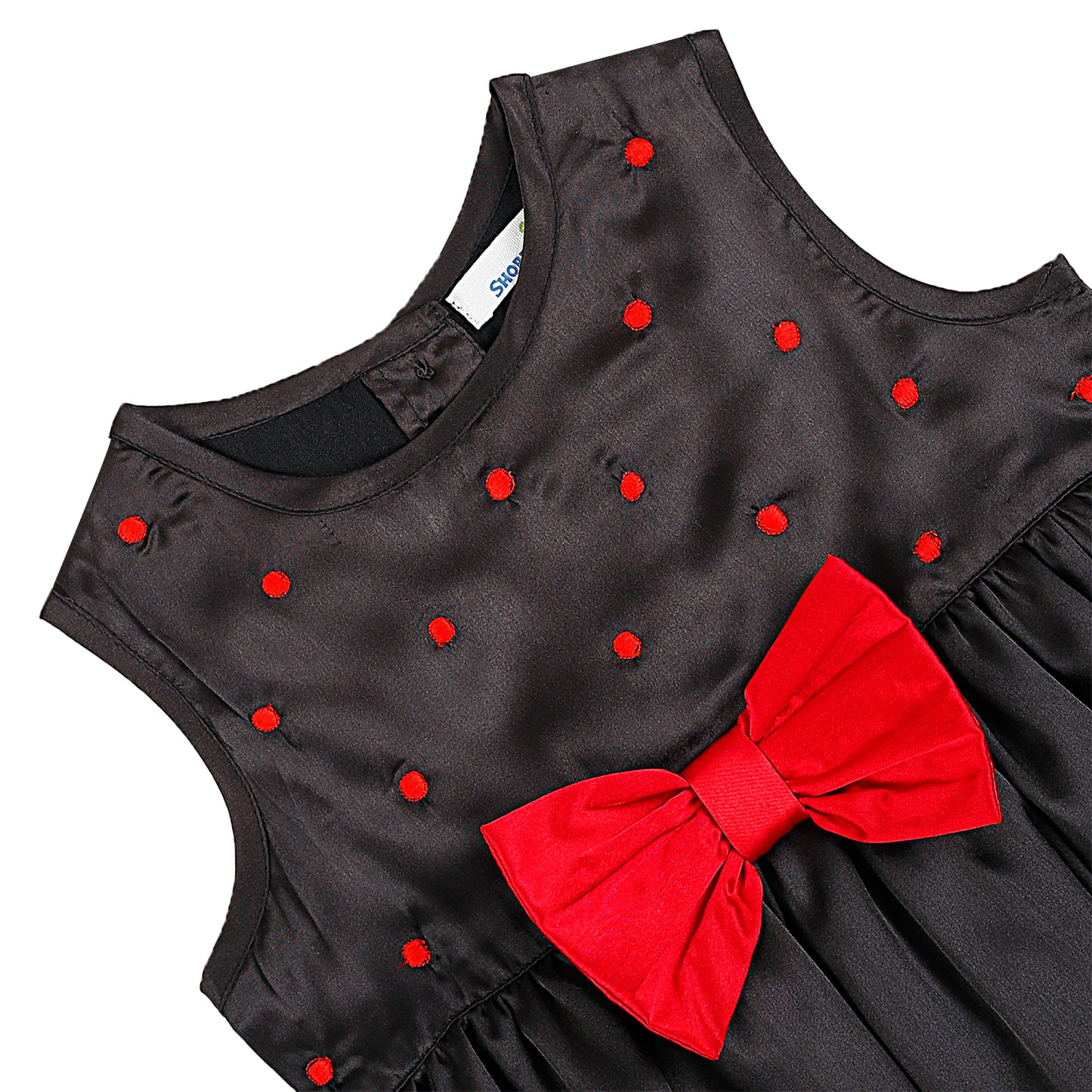 SHOPPERTREE Black Satin Partywear Dress – Black