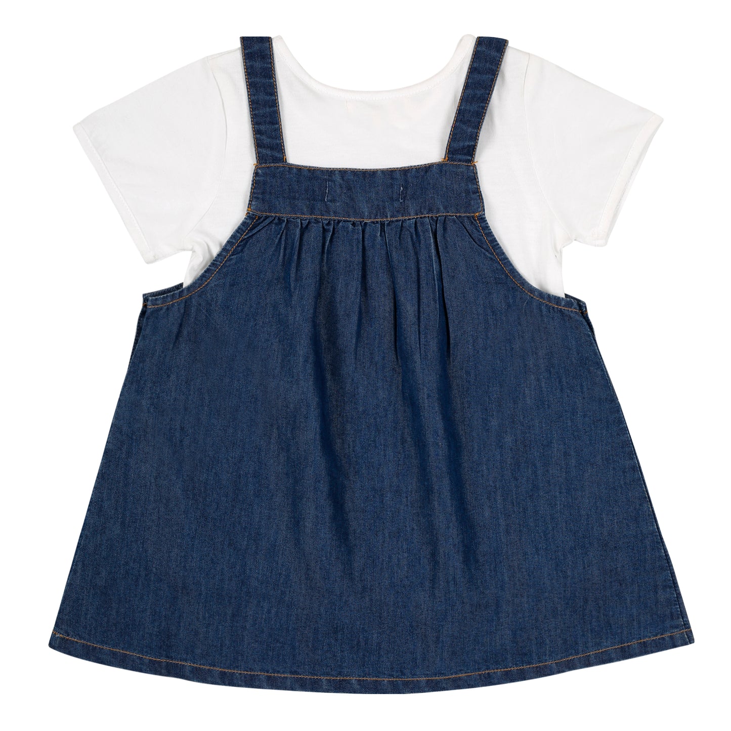 Shoppertree Blue Denim Dungaree With Cotton Hosiery T-shirt