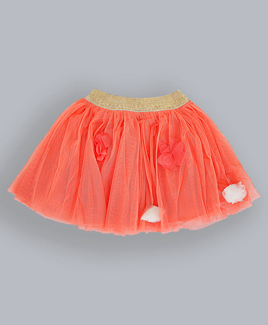 Peach Color Midi-Length Party Wear Skirt