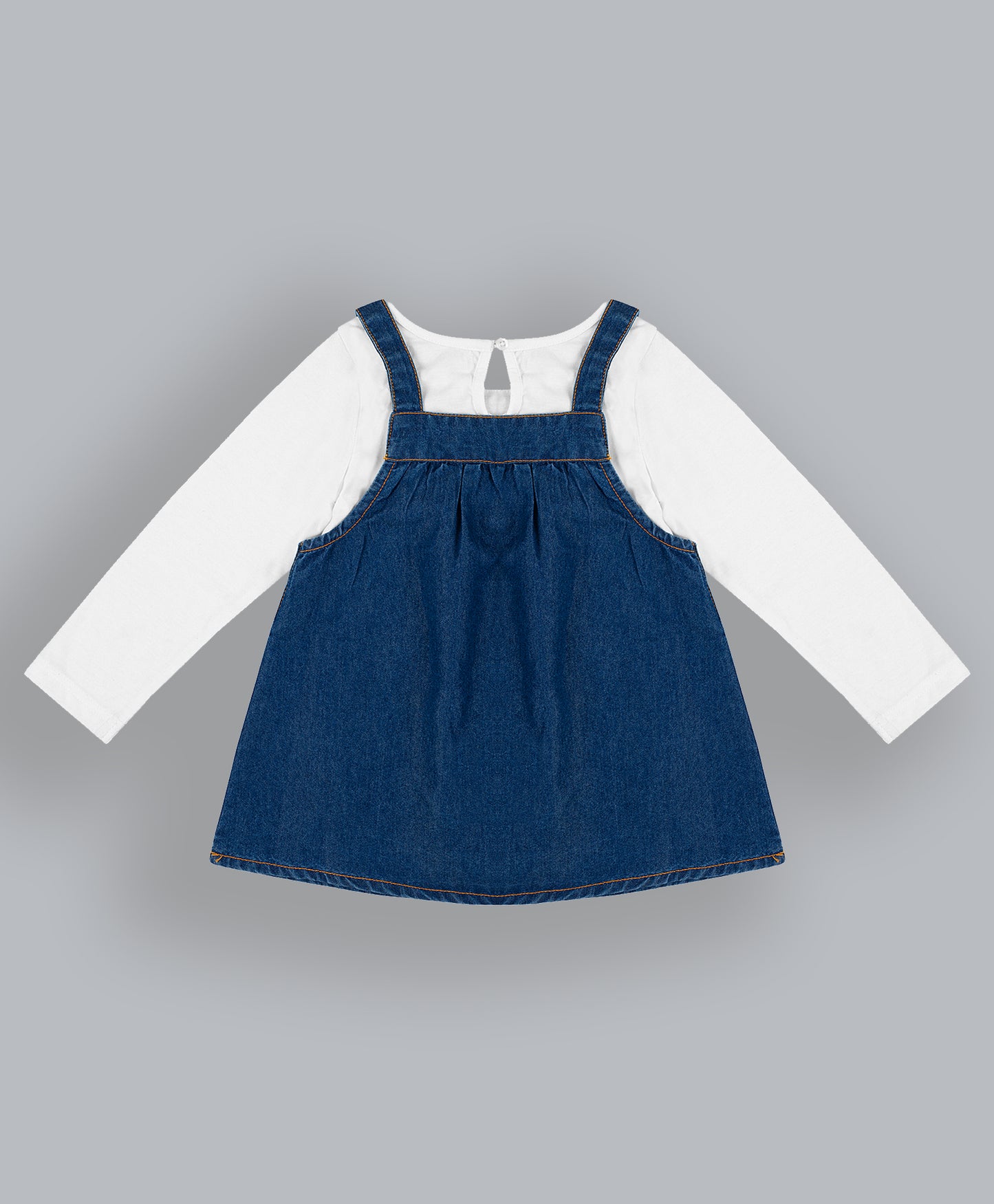 Shoppertree Blue Denim Dungaree with Full-Sleeve T-shirt