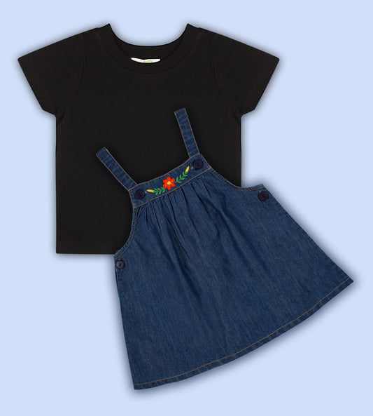 Shoppertree Dark blue Denim Dungaree with T-shirt