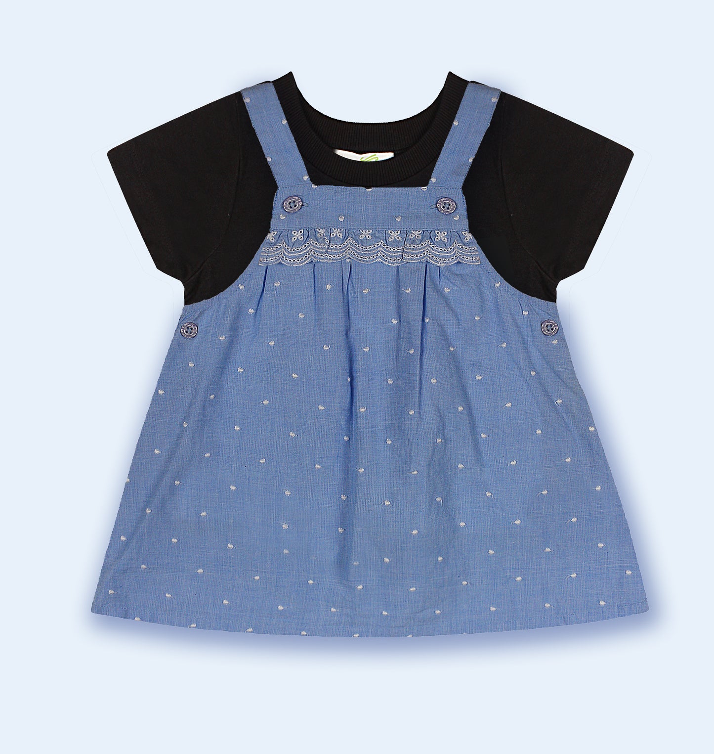 Shoppertree Light Blue Embroidered T-shirt and Dungaree set