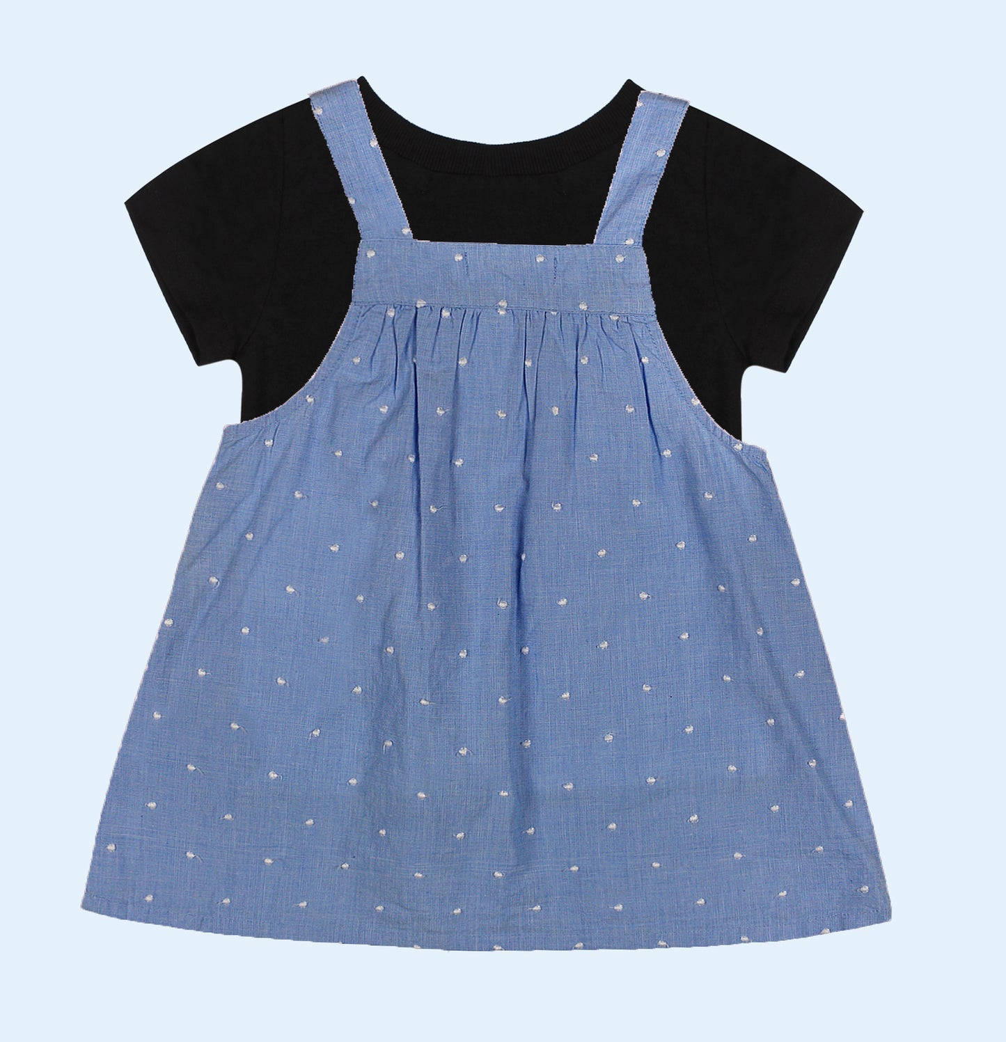 Shoppertree Light Blue Embroidered T-shirt and Dungaree set