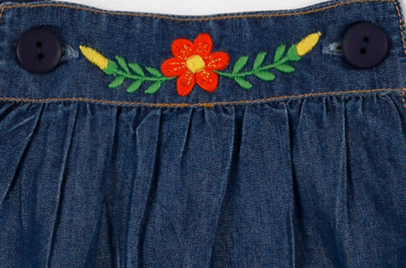 Shoppertree Blue Denim Dungaree With Cotton Hosiery T-shirt