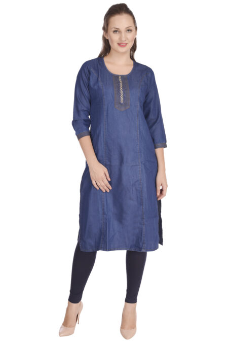 Shoppertree Blue Denim Kurta for Woman