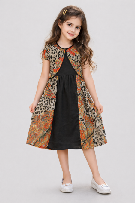 SHOPPERTREE Royal Fusion Viscose Rayon & Printed Georgette Dress for Girls